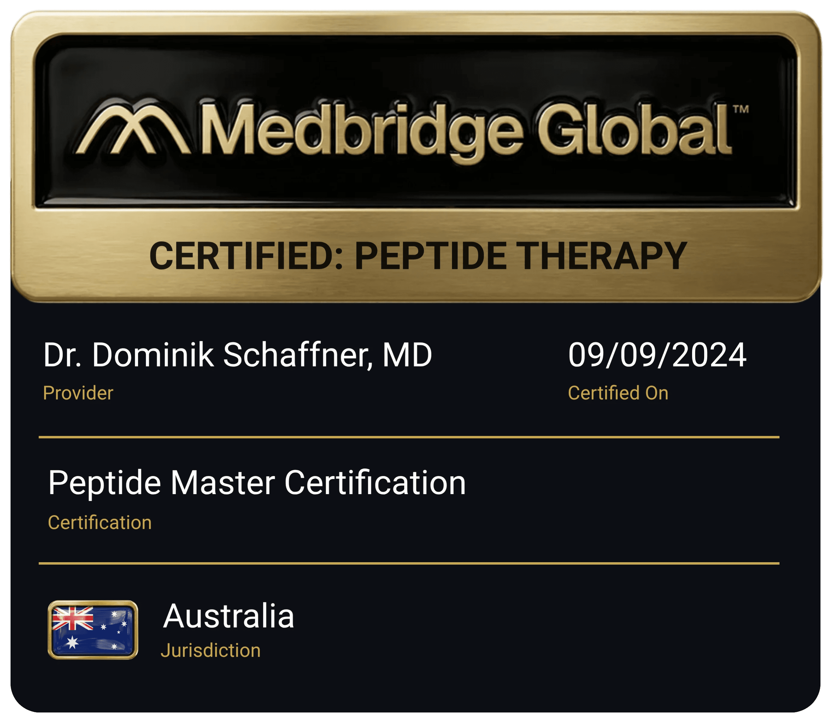MedBridge Global Peptide Master Certification badge