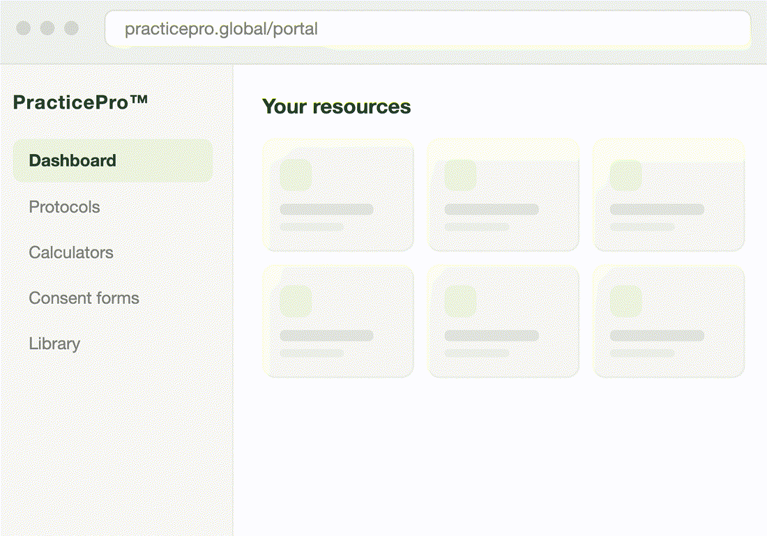 PracticePro portal dashboard