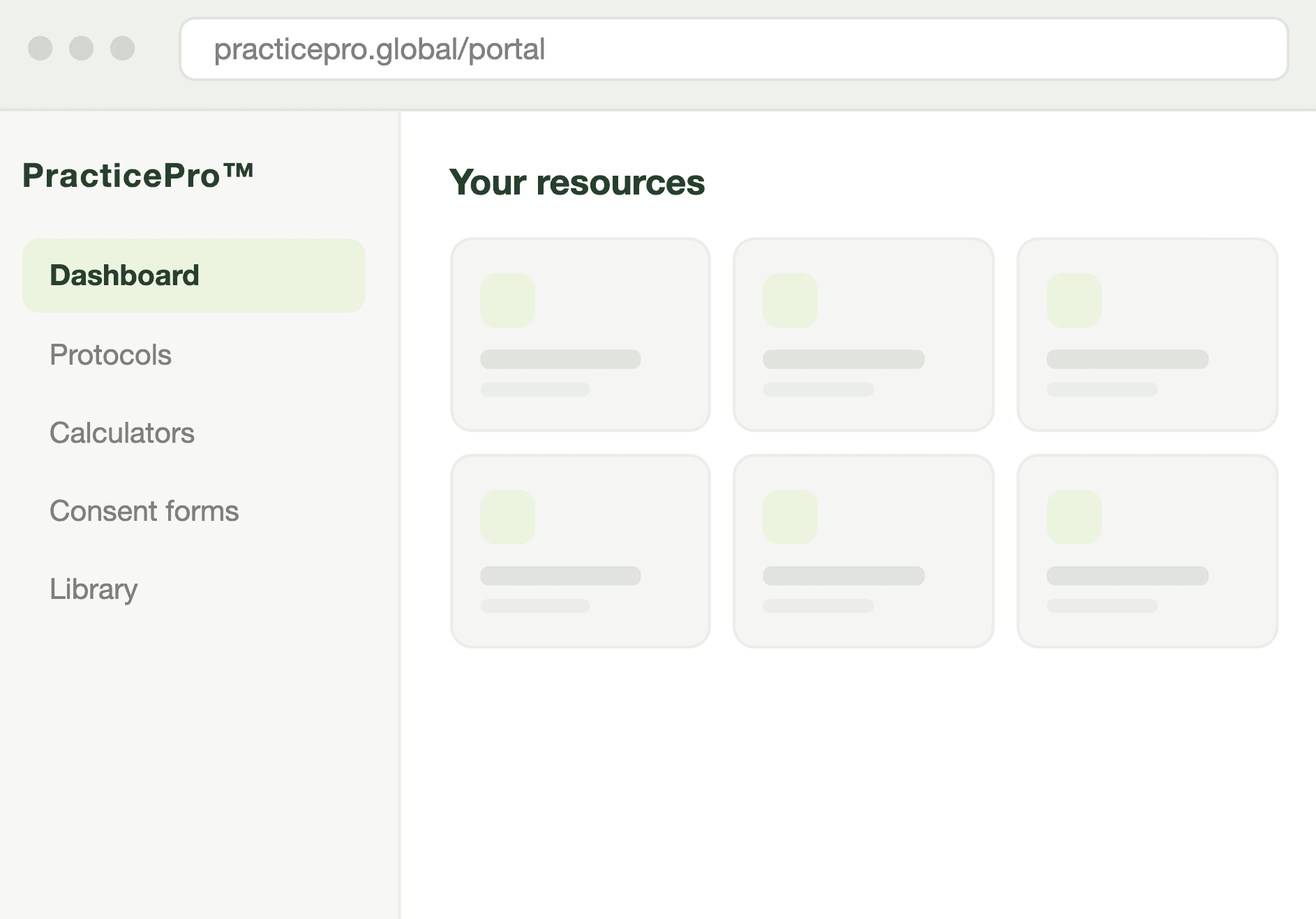 PracticePro portal dashboard